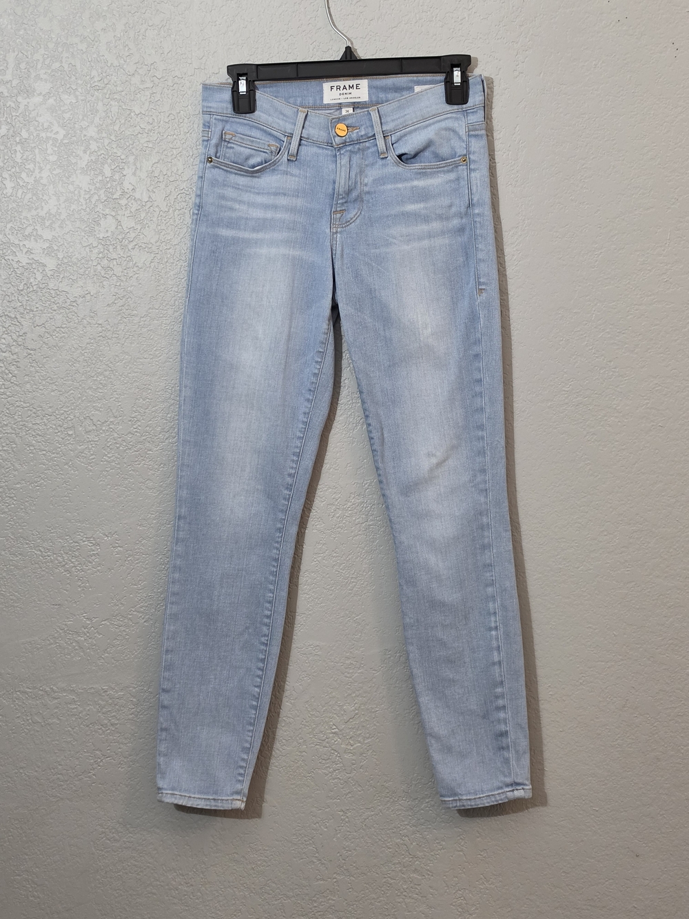 Frame Le Skinny de Jeanne Crop Denim Light Wash Jeans Womens 26 Low-Rise